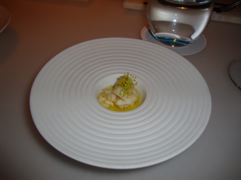 Olive Oil Poached Cod with Onion Flower